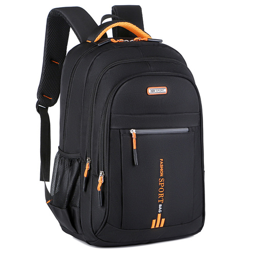 Black And Orange Large Capacity Business Backpack for Men and Women - Waterproof Laptop School Bag with Breathable Design - Main Image