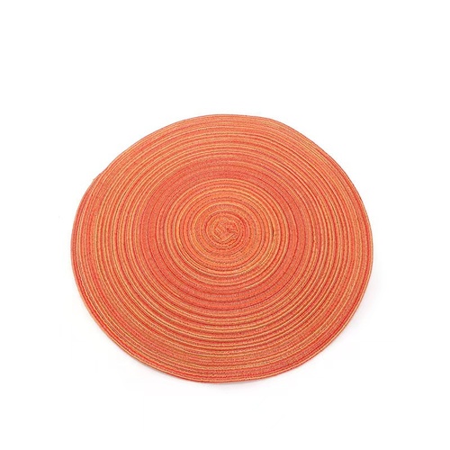 8 Pcs Orange Woven Round Placemat - Non-Slip, Heat-Resistant Dining Table Mat,  30cm - Main Image