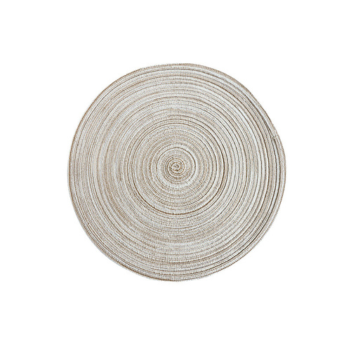 8 Pcs Beige Woven Round Placemat - Non-Slip, Heat-Resistant Dining Table Mat,  36cm - Main Image
