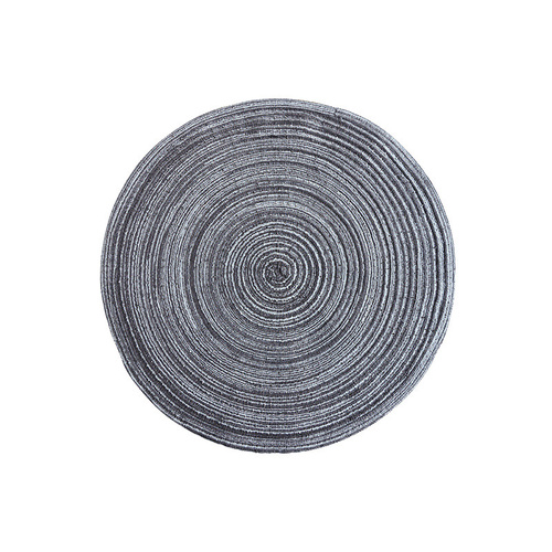 8 Pcs Dark Grey Woven Round Placemat - Non-Slip, Heat-Resistant Dining Table Mat,  36cm - Main Image