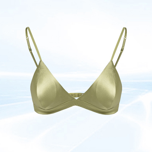 Size XL Green French Style Mulberry Silk Wireless Bralette - Triangle Cup Anti-Sagging Bra for Fuller Busts, Lightweight Comfort - Main Image