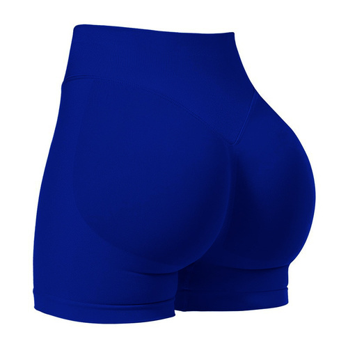 M Blue High-Elastic Hip Yoga Shorts - Seamless Mid-Intensity Pilates Workout Shorts - Main Image