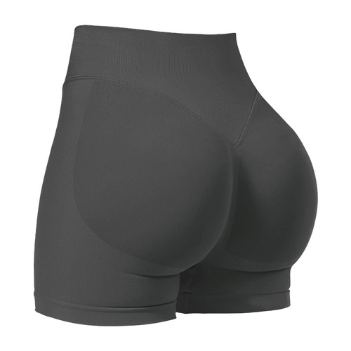 S Grey High-Elastic Hip Yoga Shorts - Seamless Mid-Intensity Pilates Workout Shorts - Main Image