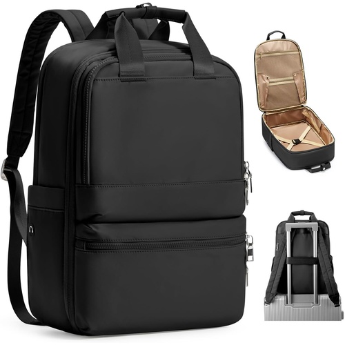Black Large Capacity Travel Laptop Backpack - Sleek Business Shoulder Bag with Padded Compartment - Main Image
