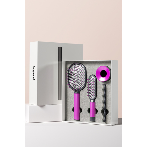 Rose Red 4-Piece Set Women's Air Cushion Comb for Long Hair Anti-Static Detangling Massage Scalp Comb Portable Fluffy Styling Brush - Main Image