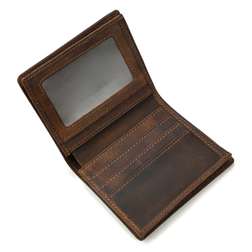 Dark Brown Vrtical Stroke Men's Vintage Wallet Multi-Card Slots Large Capacity Coin Purse Casual Clutch Bag for Everyday Use - Main Image