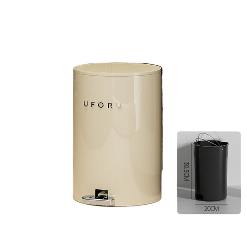 Cream white round (iron) double open trash can 12 liters 22.5cm * 33.5cm (inner container 20 * 30.5) - Main Image
