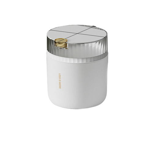 White desktop trash can (standard with one roll of garbage bag) 14cm * 15cm (including button) * 16cm - Main Image