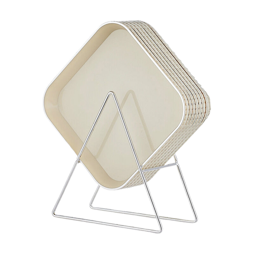 Plastic spit dinner plates with iron bracket cream white (set of eight) - Main Image