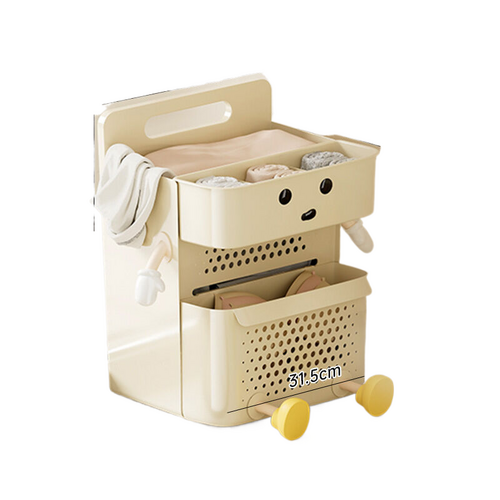 Dirty Clothes Basket (with Storage Box) - Cream White+Small U 2 Hands 2 Feet+Eyes - Main Image