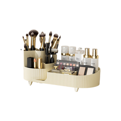 Large pen holder rotating storage tray cream white - Main Image