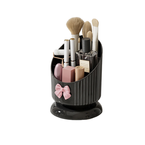 Large capacity cosmetic storage box black (with bow tie) - Main Image