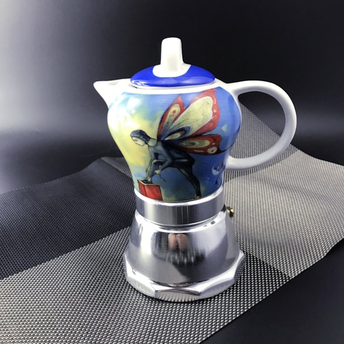 Fairy Vintage Porcelain Ceramic Italian Stove Top Espresso Coffee Maker 3-4Cups 200ml - Main Image