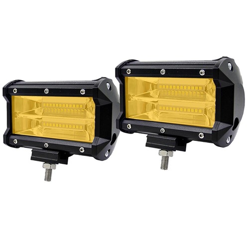 2x 5inch Flood LED Light Bar Offroad Boat Work Driving Fog Lamp Truck Yellow - Main Image