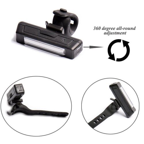 Set USB Rechargeable LED Bike Front Light headlight lamp Bar rear Tail Wide Beam - Main Image