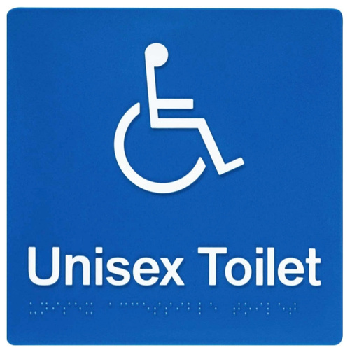 Unisex Disabled Toilet Braille Sign Blue / White - Main Image