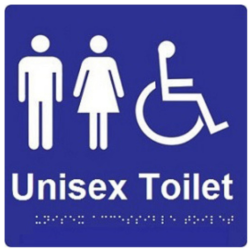 Unisex Accessible Toilet Braille Sign Blue / White - Main Image