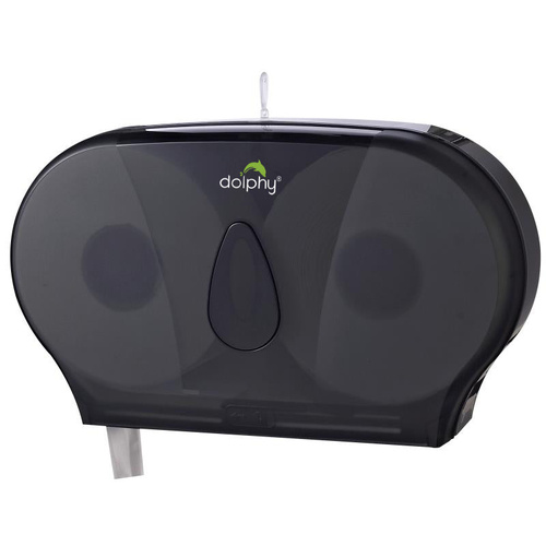 Twin Jumbo Toilet Roll Dispenser - Black - Main Image