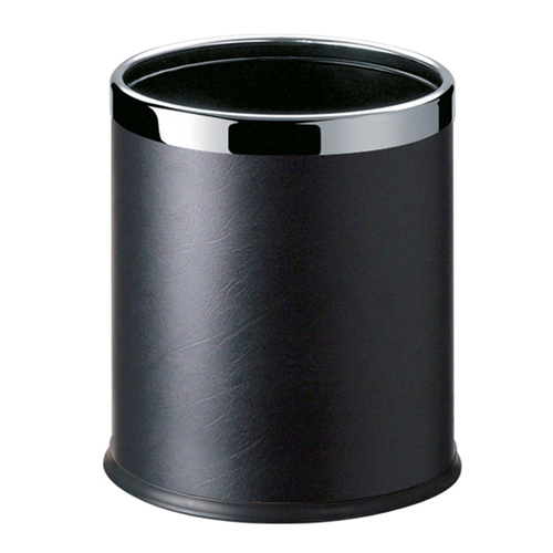 Round Leatherette Black Room Bin - Main Image