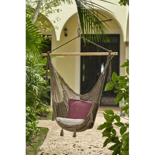 Mayan Legacy Extra Large Outdoor Cotton Mexican Hammock Chair in Cedar Colour - Main Image
