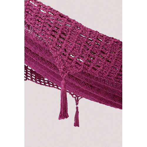 Outdoor undercover cotton Mayan Legacy hammock with hand crocheted tassels King Size Mexican Pink - Main Image