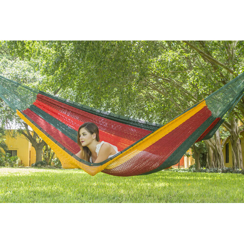 Mayan Legacy Queen Size Outdoor Cotton Mexican Hammock in Imperial Colour - Main Image