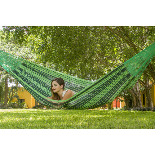 Mayan Legacy Queen Size Outdoor Cotton Mexican Hammock in Jardin Colour - Main Image