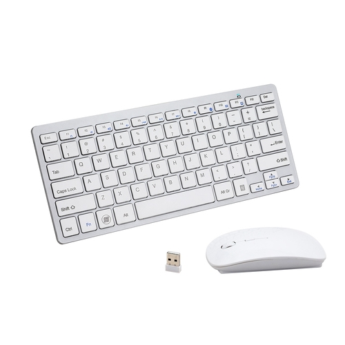 Wireless Keyboard and Mouse Combo Bluetooth Set for PC Laptop Phone Tablet 78 Keys White - Main Image