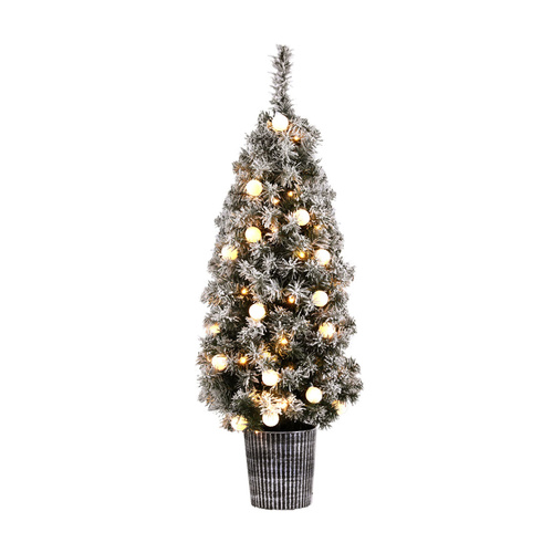 Jingle Jollys Christmas Tree 1.2M Potted Snowy Xmas Tree - Main Image