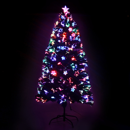 Jingle Jollys 1.2m Christmas Tree Optic Fibre LED Xmas tree Multi Colour - Main Image