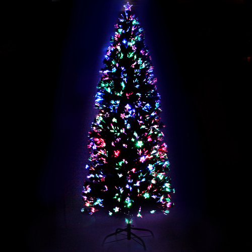 Jingle Jollys 2.4m Christmas Tree Optic Fibre LED Xmas tree Multi Colour - Main Image