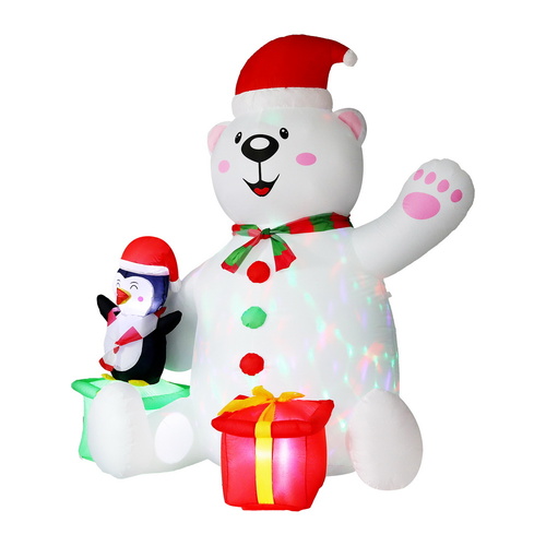 Jingle Jollys Christmas Inflatable Bear 1.8M Height LED Outdoor Decorations Illuminated - Main Image