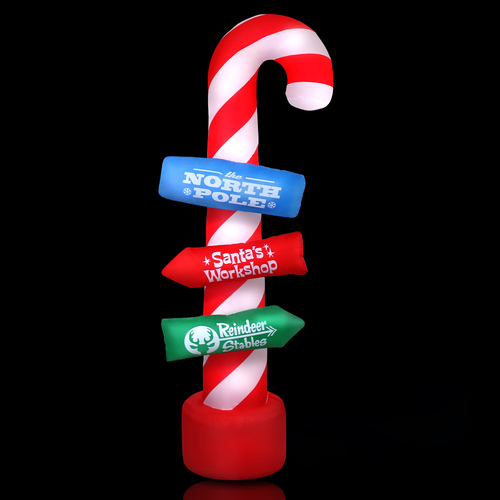 Jingle Jollys Christmas Inflatable Candy Pole 2.4M Illuminated Decorations - Main Image