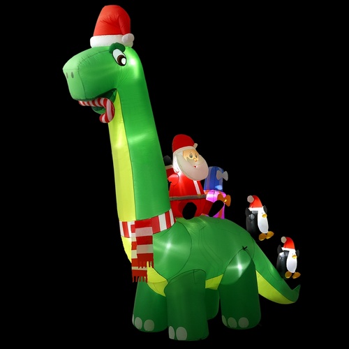 Jingle Jollys Christmas Inflatable Santa Dinosaur 3.8M Illuminated Decorations - Main Image