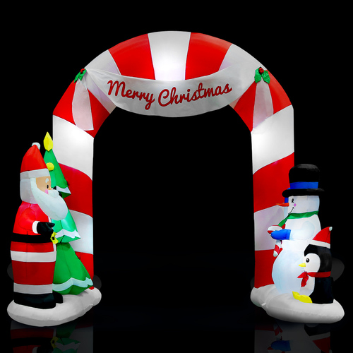 Jingle Jollys Christmas Inflatable Archwary Santa 3M Illuminated Decorations - Main Image