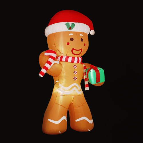 Jingle Jollys Christmas Inflatable Gingerbread Man 2.4M Illuminated Decorations - Main Image