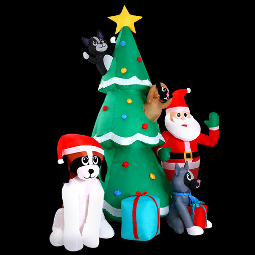 Jingle Jollys Christmas Inflatable Santa Tree 3M Illuminated Decorations - Main Image