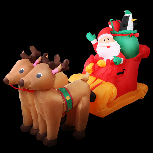 Jingle Jollys Christmas Inflatable Santa Sleigh 2.2M Illuminated Decorations - Main Image