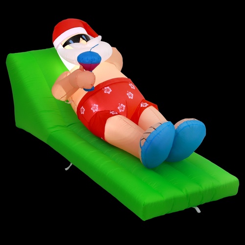 Jingle Jollys Christmas Inflatable Santa Bench 1.8M LED Illuminated Decorations - Main Image