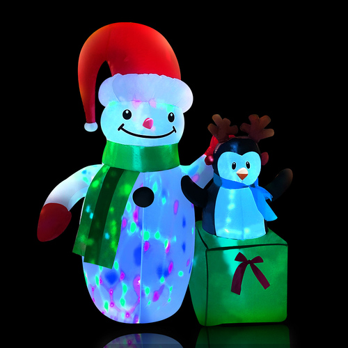 Jingle Jollys Christmas Inflatable Snowman 1.8M Illuminated Decorations - Main Image