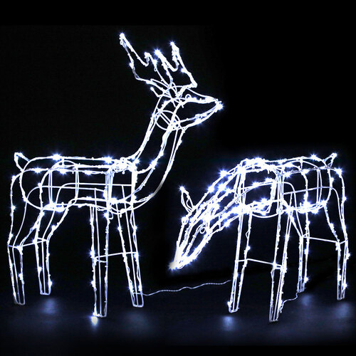 2 PCS Christmas Lights Reindeers 200 LED Decorations Jingle Jollys - Main Image