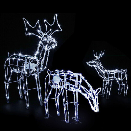3 PCS Christmas Lights Reindeers 250 LED Decorations Jingle Jollys - Main Image