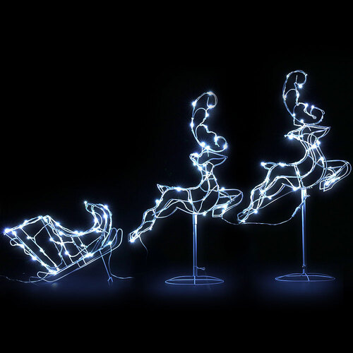1X Christmas Lights Reindeer Sleigh 120 LED Decorations Jingle Jollys - Main Image