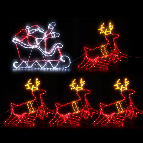 1X Christmas Lights Reindeer Sleigh 806 LED Decorations Jingle Jollys - Main Image