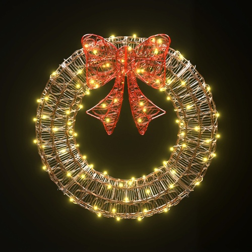 0.6M Christmas Lights 160 LED Motif Solar Wreath Xmas Decorations Jingle Jollys - Main Image