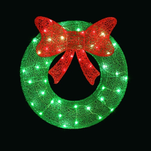 0.6M Christmas Lights 50 LED Motif Solar Wreath Xmas Decorations Jingle Jollys - Main Image