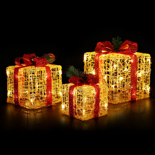 3 PCS Christmas Lights Gift Box Set Set 48 LED Decorations Jingle Jollys - Main Image
