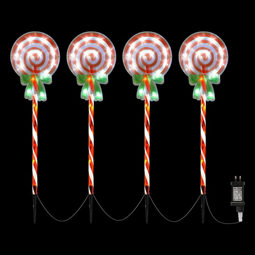 4 PCS Christmas Lights Path Ground Light Garden Decorations 68 LED Jingle Jollys - Main Image